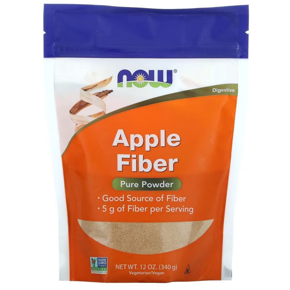 Яблочная клетчатка, чистый порошок, 340гр NOW  Apple Fiber из Америки
