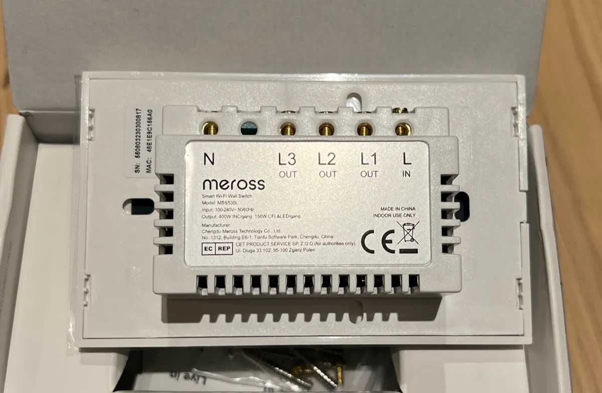 Întrerupător de perete Wi-Fi inteligent Meross MSS530L NOU