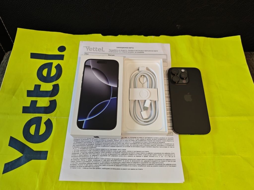 КАТО НОВ 128GB iPhone 16 Pro Гаранция Yettel 2028 г. Black