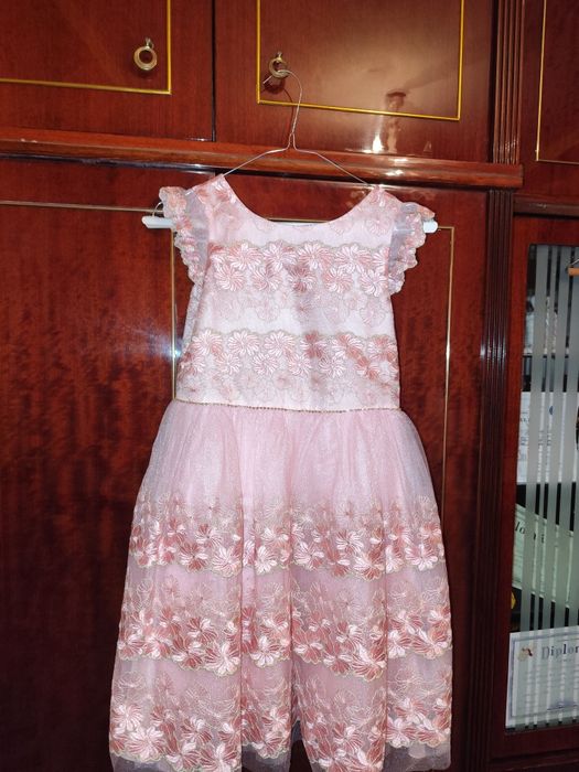 Rochie brodată rose, David Charles "Gold Label"