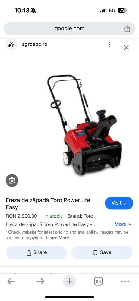 Freza zapada TORO PowerLite 16, motor 2t, pornire electrica!