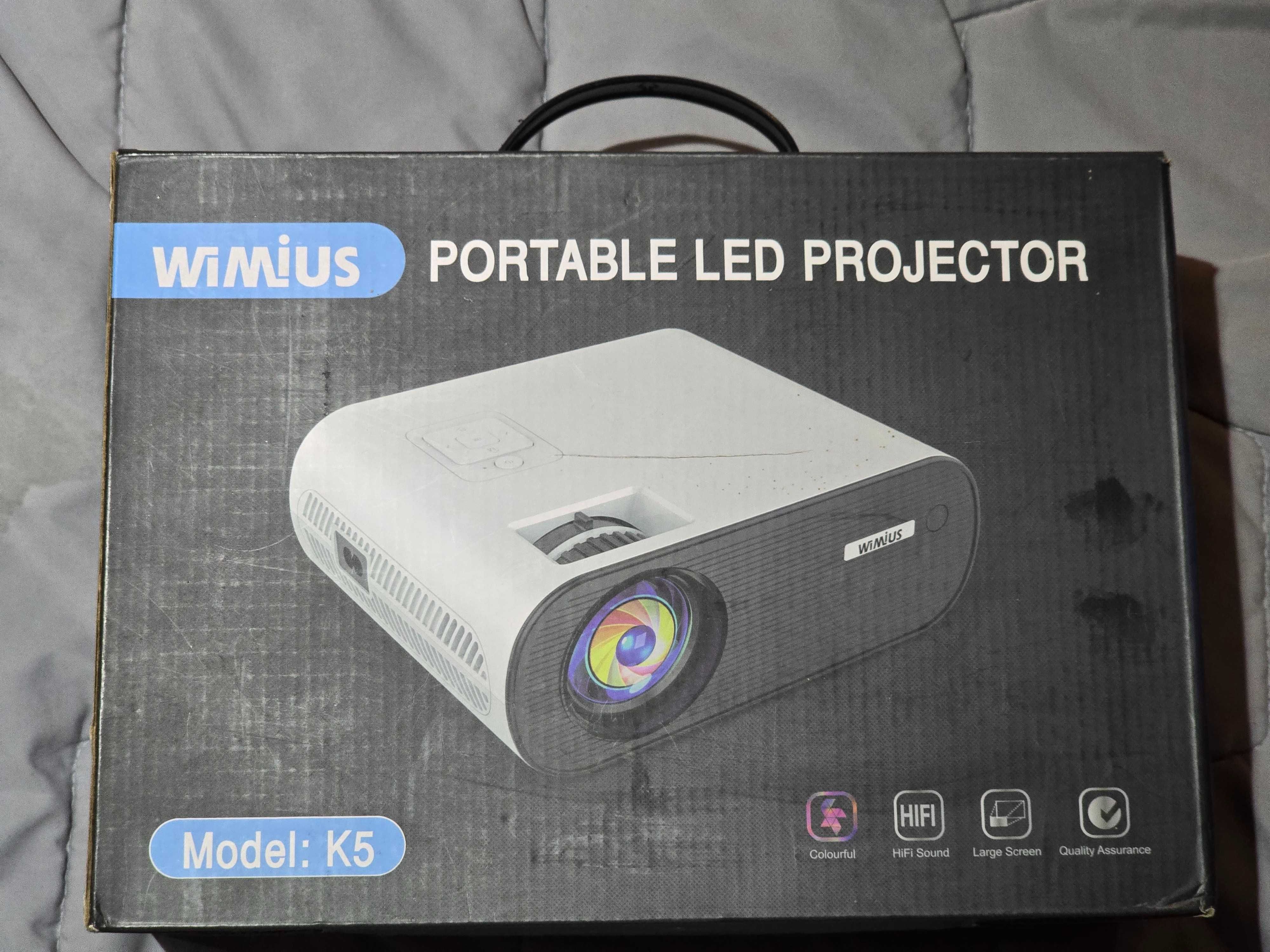 Projector WiMiUS K5 Mini WiFi Bluetooth FullHD 75% Zoom 200” Screen