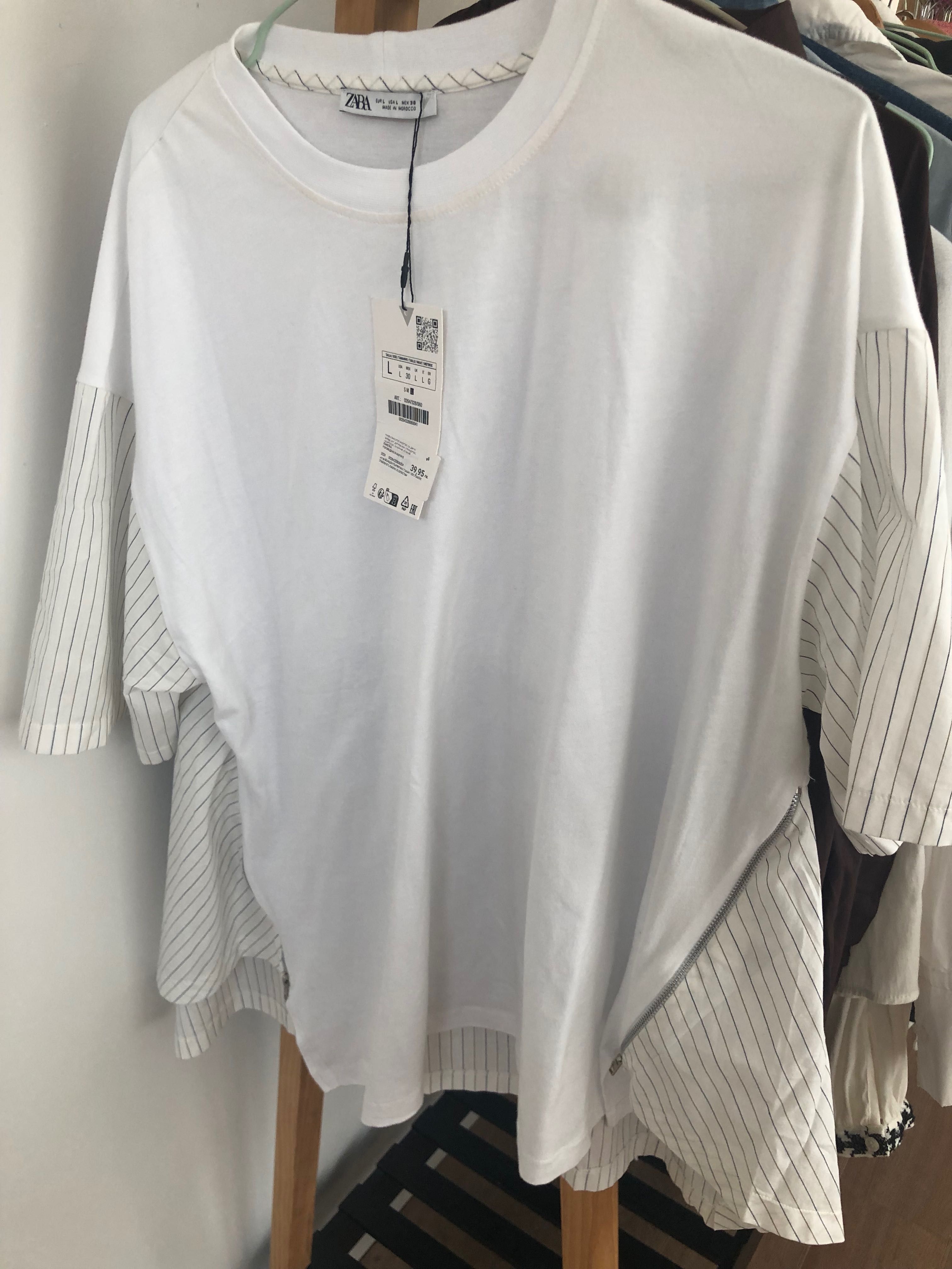 Асиметрична блуза с къс ръкав Zara