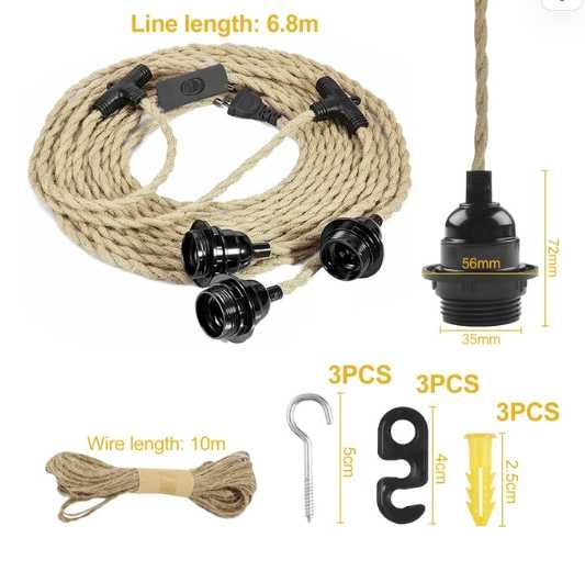 Lustra pe sfoara rustica, cu alimentare la priza