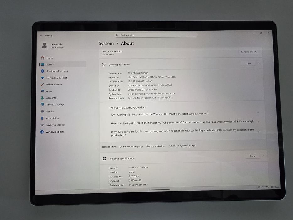 Tableta Microsoft Surface PRO 9 i7 12th, 16GB RAM, SSD 256GB