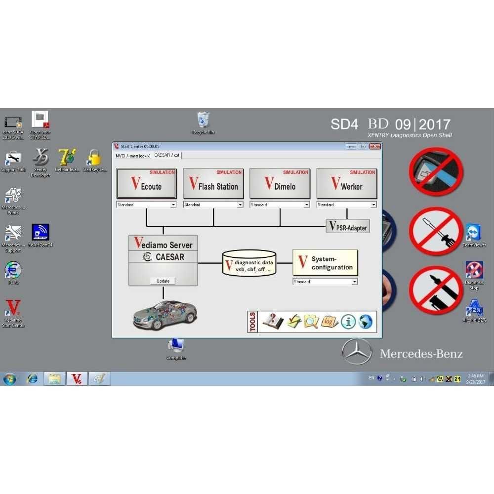 Диагностика за Мерцедес - STAR Diagnosis С4, DOIP+SSD ХАРД+Лаптоп