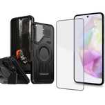 Husa Armour Neagra si Folie Sticla - Samsung A35 A55 A36 A56
