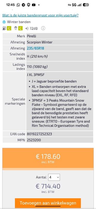 Vând 4 anvelope noi Pirelli Scorpion Winter 235/65 R18 110H DOT 2022,