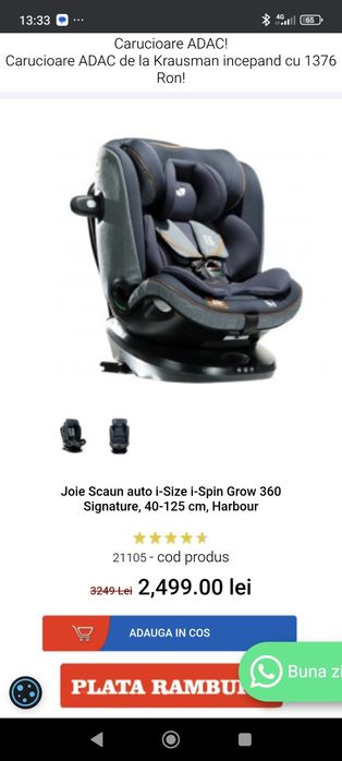 Scaun auto Joie i-Size i-Spin Grow 360 Signature, 40-125 cm