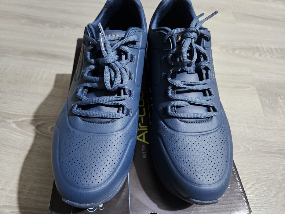 Skechers Pantofi sport de piele ecologica UNO 2-Air Around, Bleumarin,