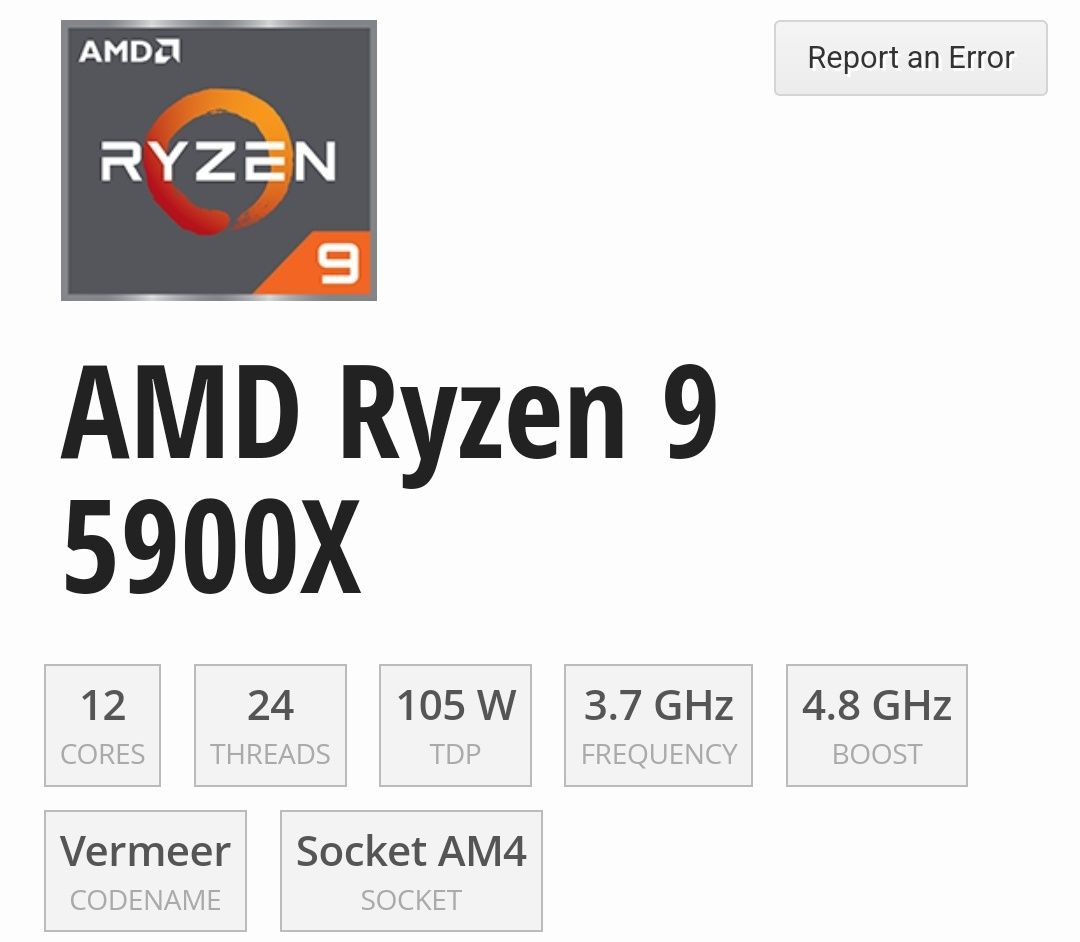 Procesor gaming AMD Ryzen 9 5900X 4.8GHz 24CPUs Socket AM4