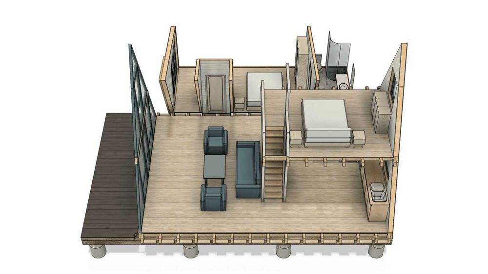 Casuta A frame din lemn, cu anexa, Chiajna,  85,5mp + 30,87mp