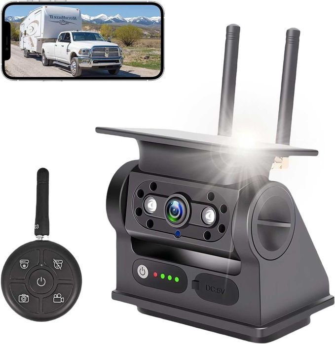 Ecoyoca Соларна безжична камера за заден ход, 1080P, дистанционно