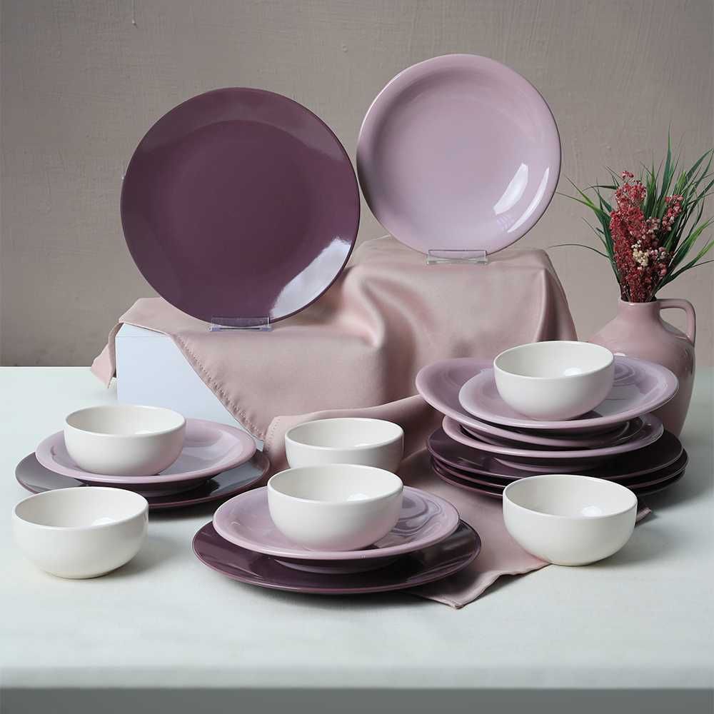 Пълен сервиз за маса, Keramika, 18 части, Керамика, Purple Mix