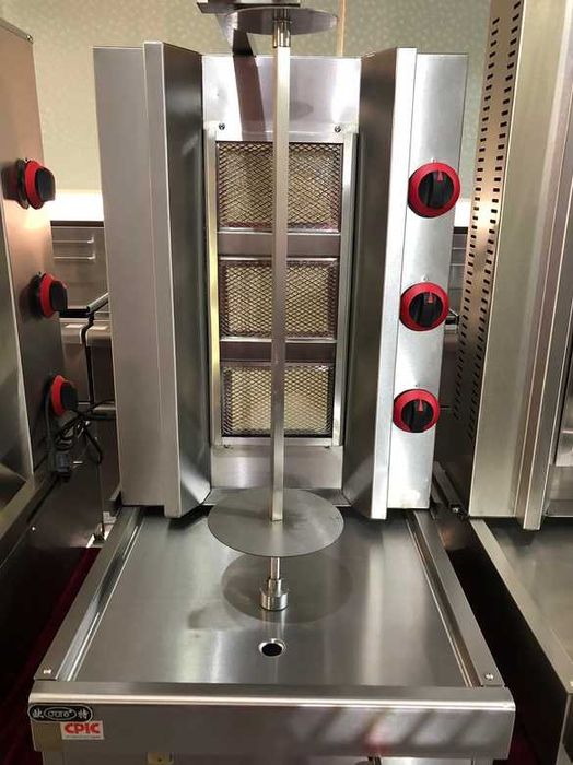 Rotisor shaorma 3,4,5 arzatoare pe gaz - Inox profesional, Nou 2025