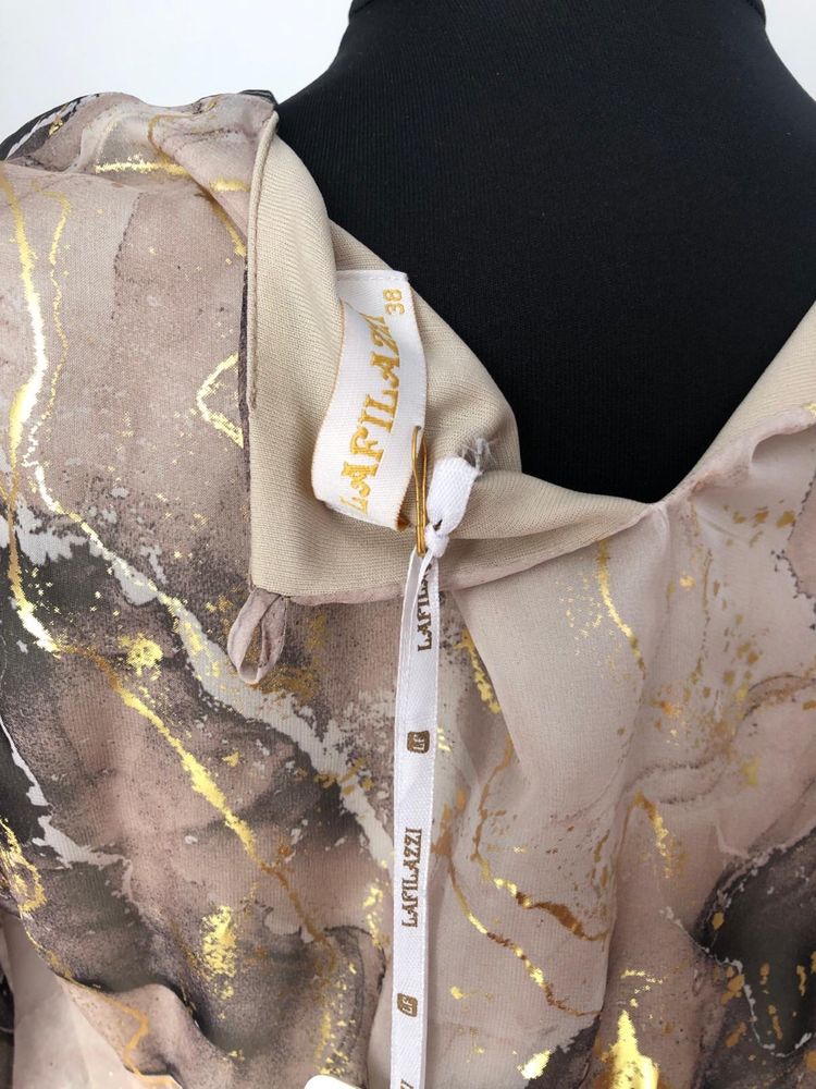 Rochie midi cu imprimeu auriu