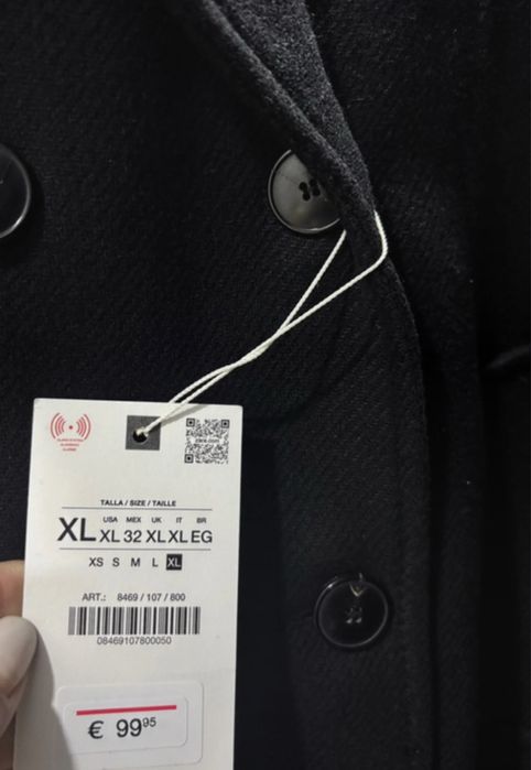 Palton din lana lung Zara