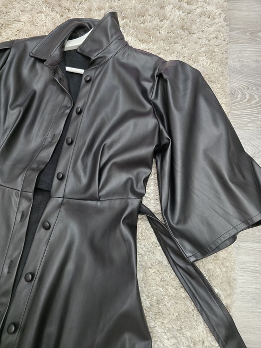 Кожена рокля бордо