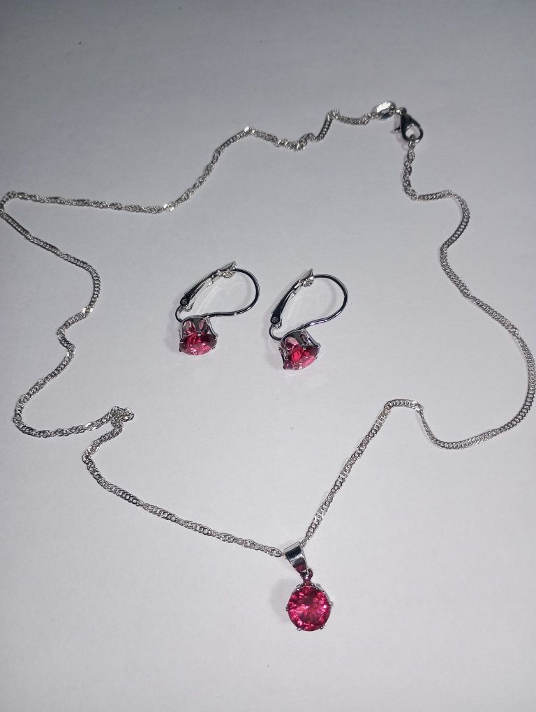 Set cercei și colier argint 925 cu zirconiu