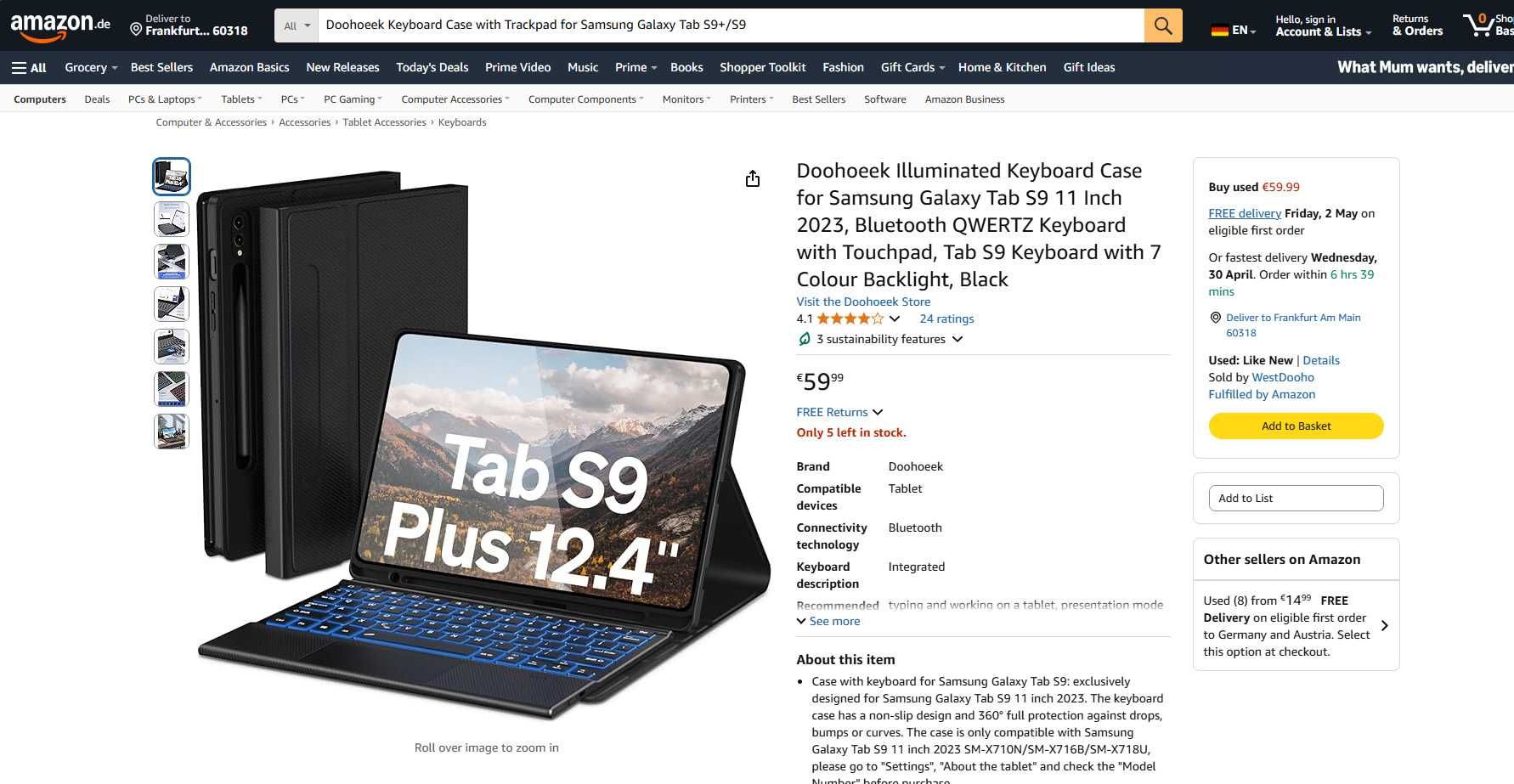 Husa Premium Tst + track, RGB, Galaxy Tab S9 Plus, REDUS de la 300RON