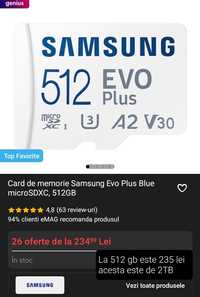 Memory Card  SAMSUNG proPLUS 2TB A2V30 NOU!!!