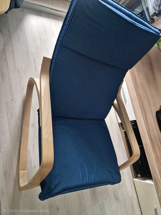 Fotoliu poang/ Balansoar Kring/ material textil, Albastru