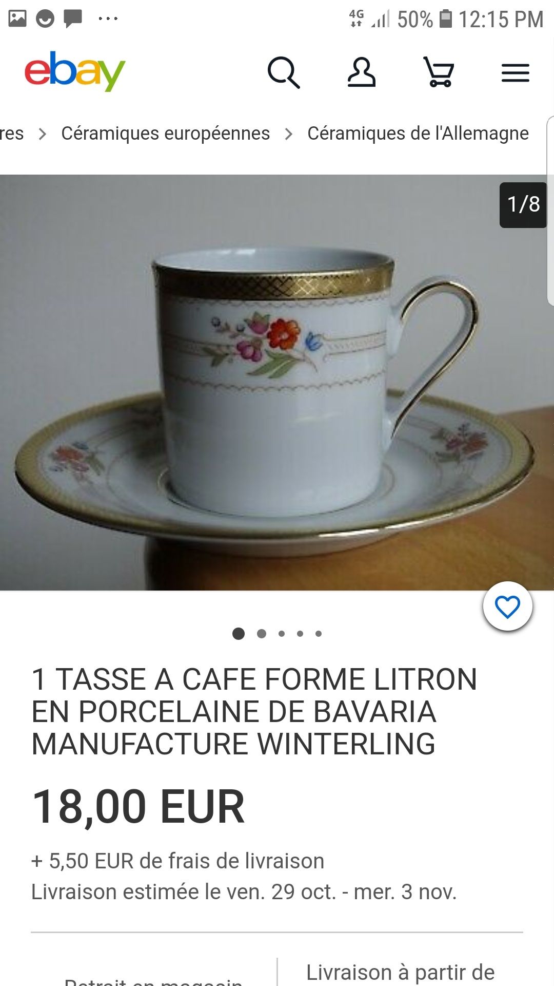 Set RAR  cafea portelan BAVARIA/Witerling/8persoane