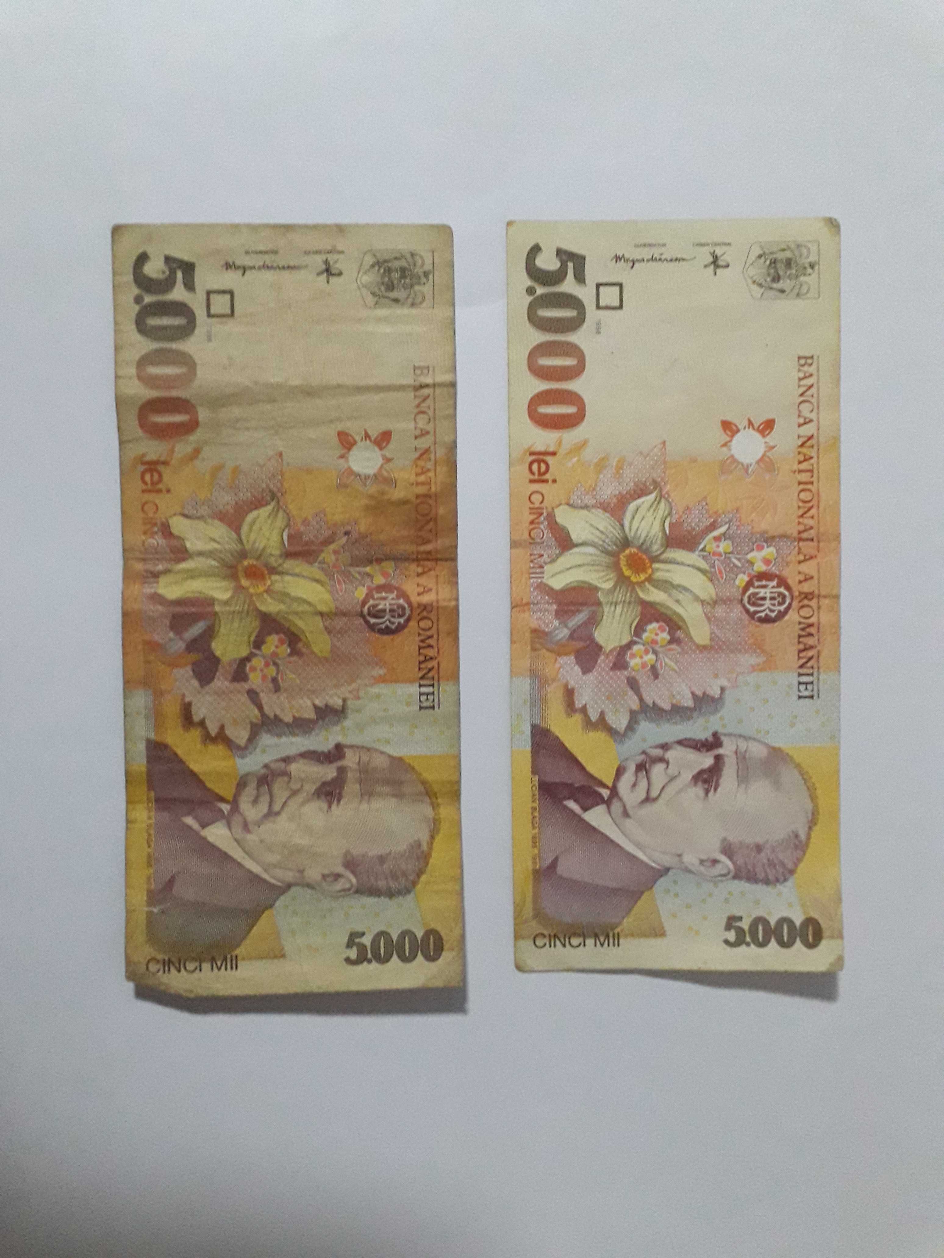 Vand 2 bacnote de 5000 lei din 1998 cu Lucian Blaga