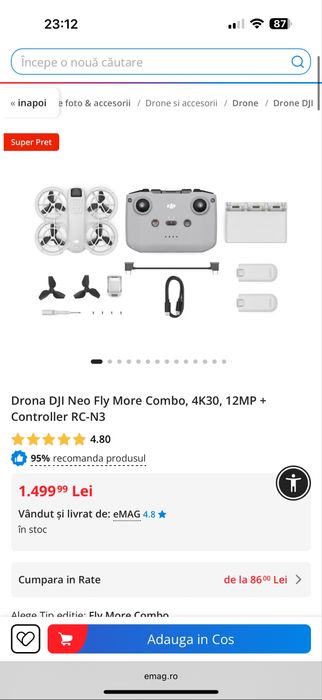 Drona DJI NEO fly more combo • NOUA / SIGILATA •