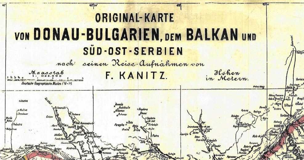 Първата карта на България, издадена през 1877 г. от Феликс Каниц