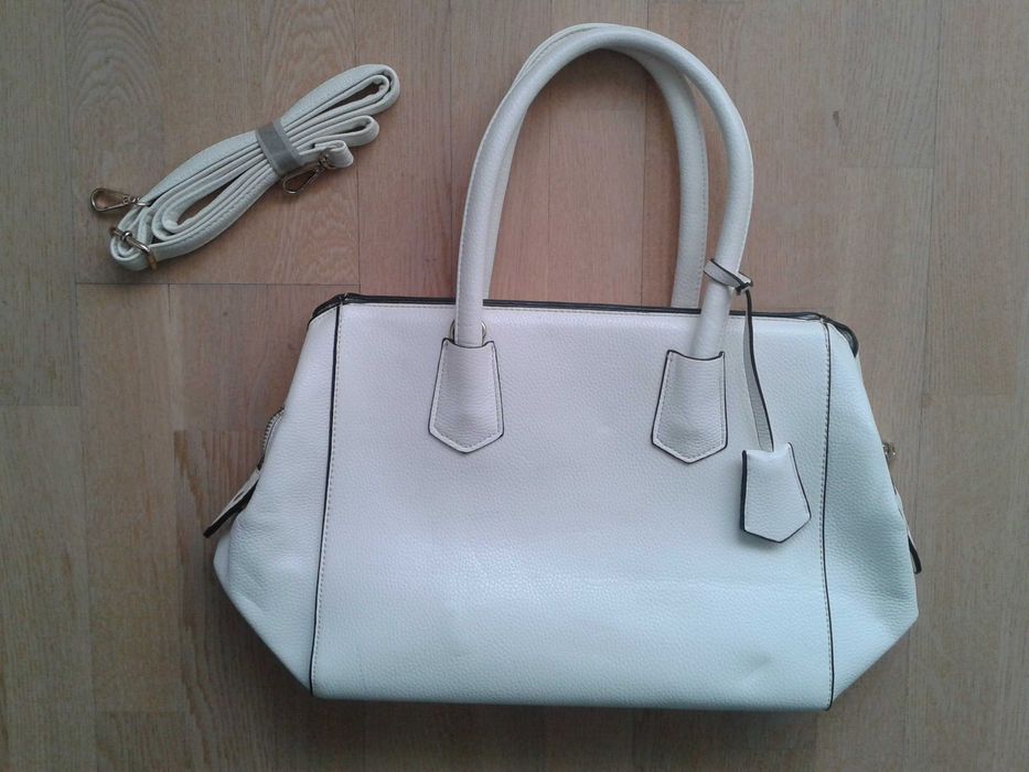 OKAZIE DE VARA Geanta de dama, alba-crem, 45cm, noua, piele ecologica