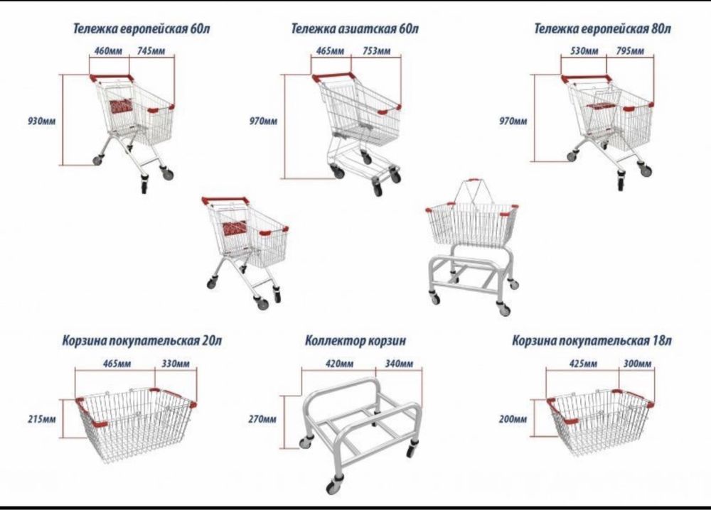Покупательская тележка, корзина, торговое оборудование, Костанай