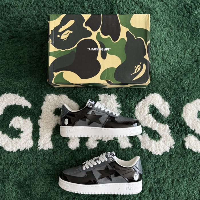 A Bathing Ape Bape Sta Low 42 Negru - Gri Patent