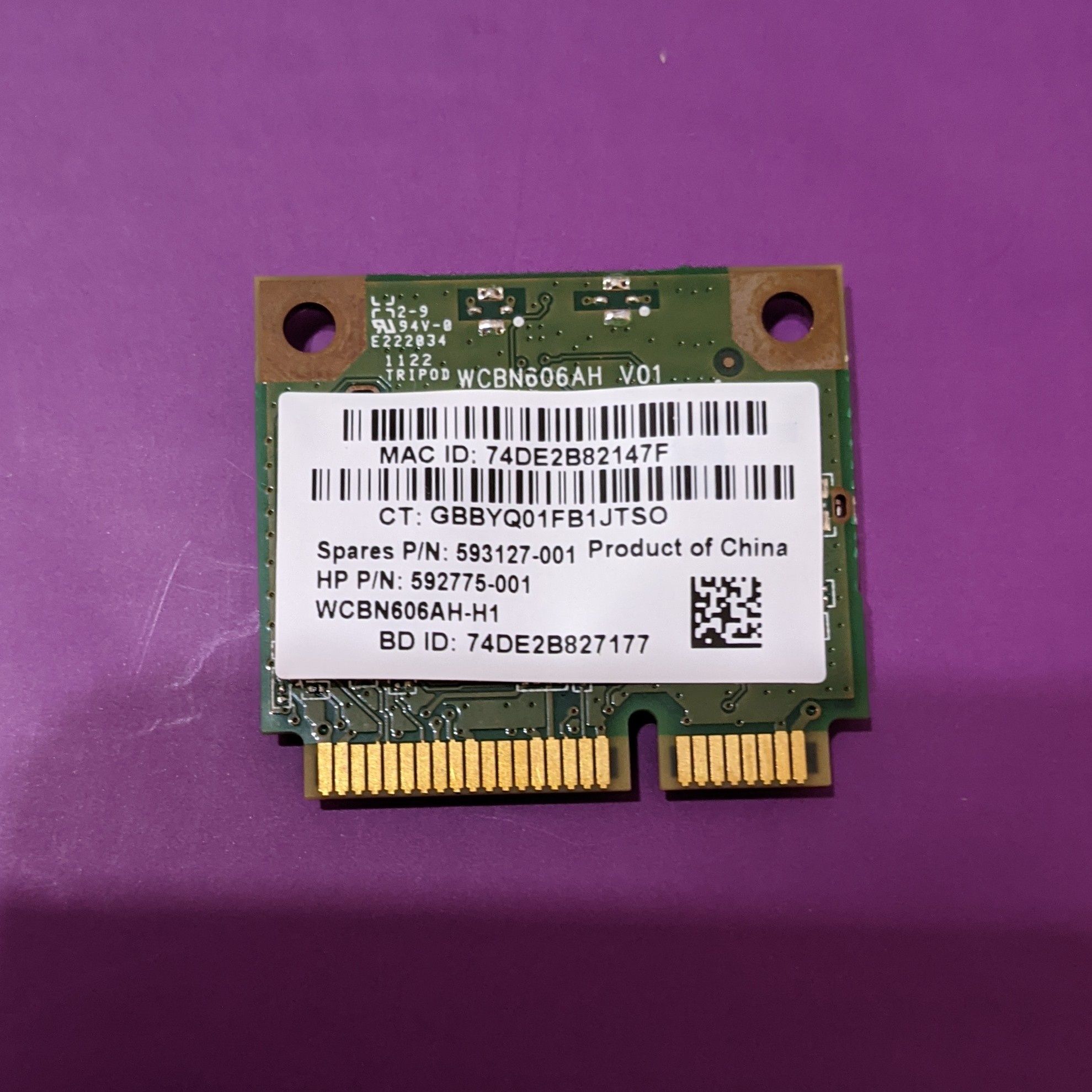 Atheros AR9285 AR5B195 sps: 593127-001 pt laptop HP