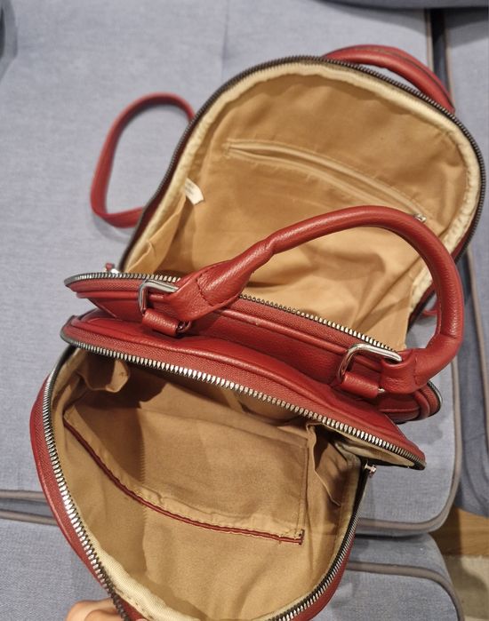 Дамска Кожена Чанта/ Раница Бордо