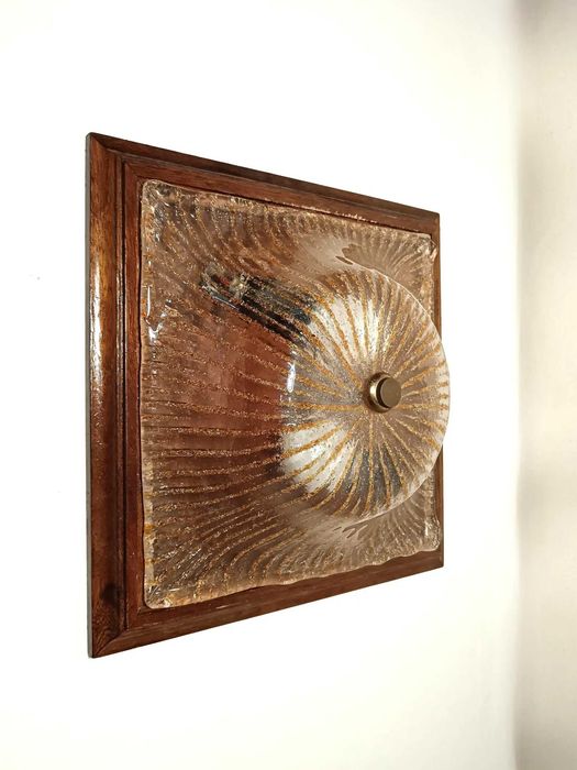 Plafoniera Art Deco, Mid Century, Barovier i Toso, lemn, vintage