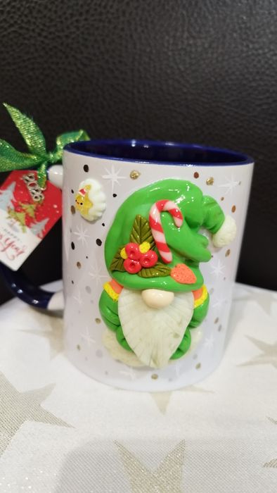 Коледни чаши с гномчета от полимерна глина