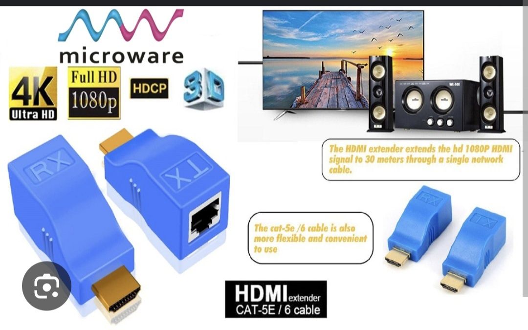 Переходник, Hdmi + UTP-удлинитель RJ45 4K 3D HDMI 2. 0 UTP LAN