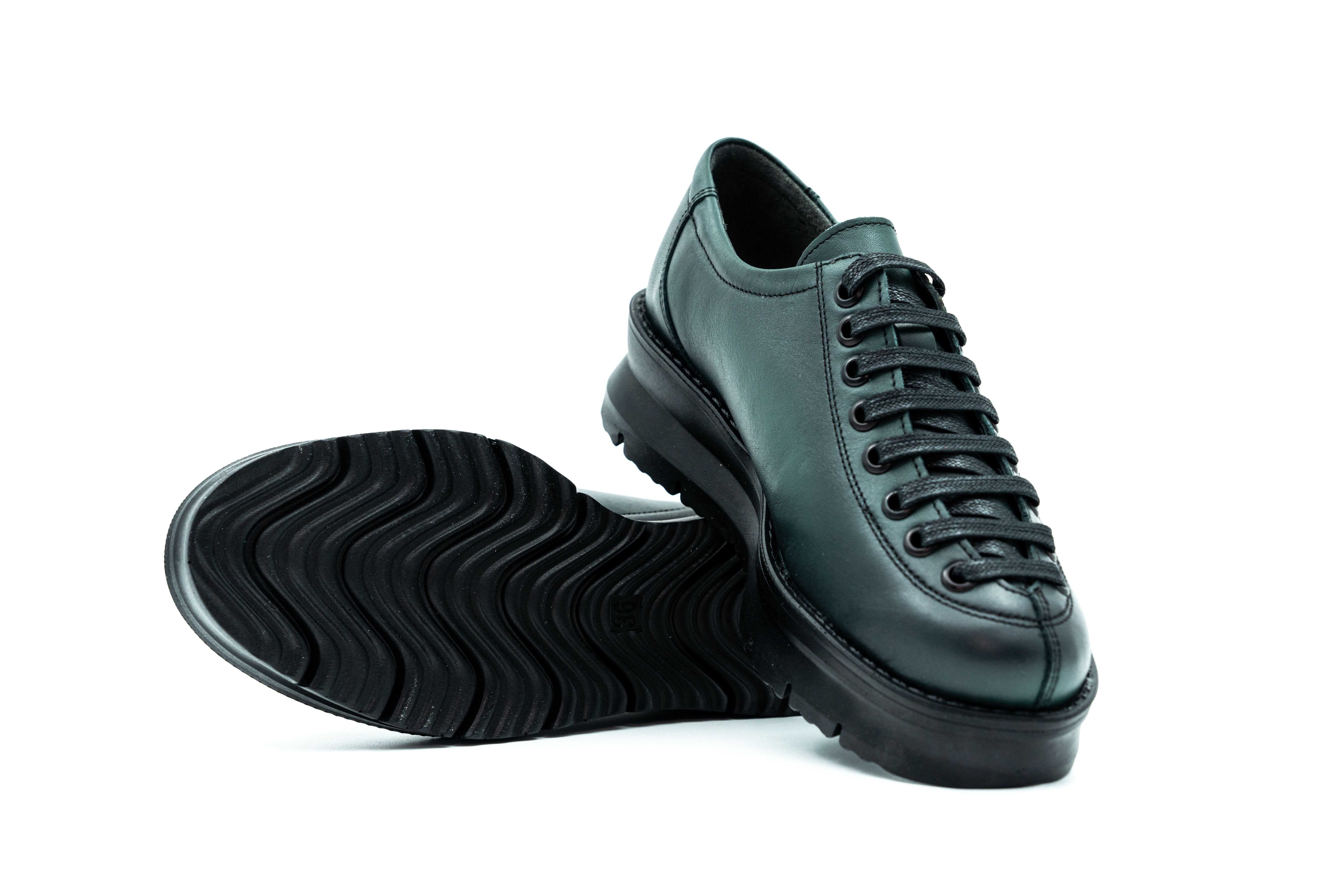 Pantofi sport din piele naturală, verde, pentru femei