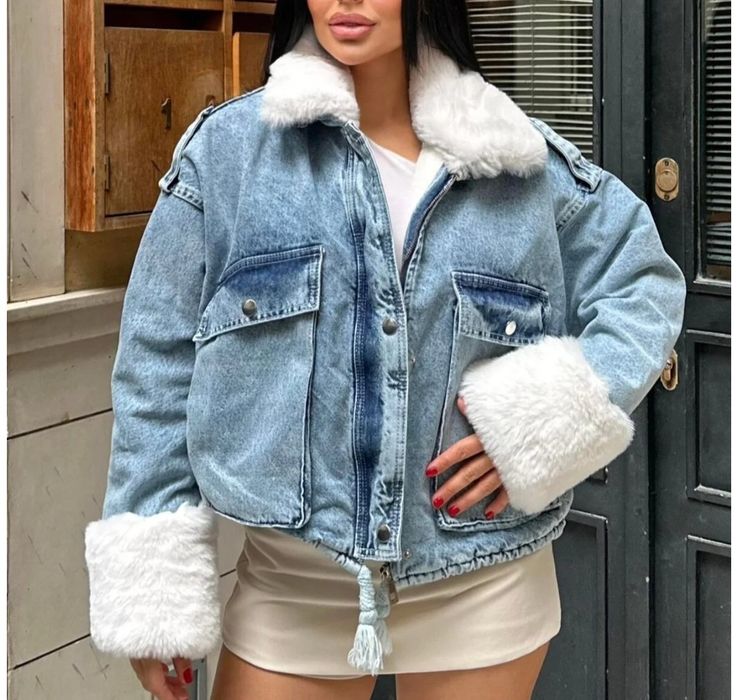 Дамско дънково зимно яке