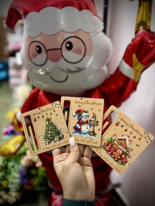 Коледна дървена картичка за пари