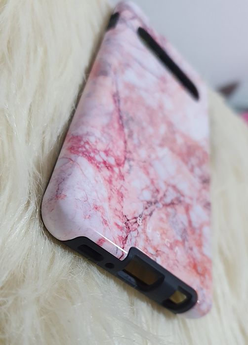 Husa Samsung Galaxy S10. Antișoc. Dublă protectie, Roz-Alb