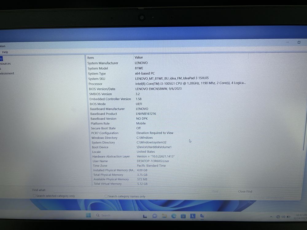 Laptop Lenovo IdeaPad 3 15IIL05  Intel® Core™ i3-