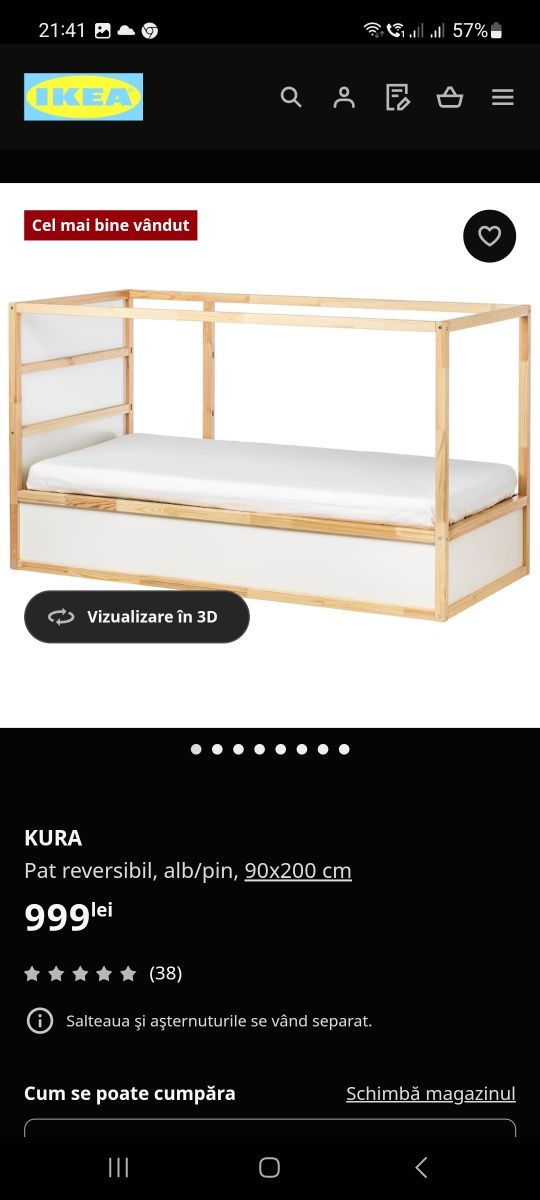 Pat etajat copii Ikea conține și saltea