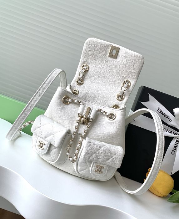 Rucsac Chanel 18x17cm, alb tip Premium