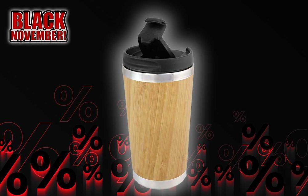 Термо чаша с бамбуково покритите - ЧЕРЕН МЕСЕЦ