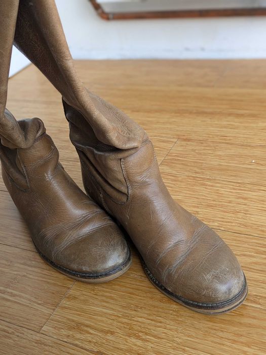 Cizme piele maro nude