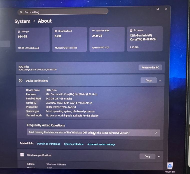 ROG Zephyrus M16 Като Нов