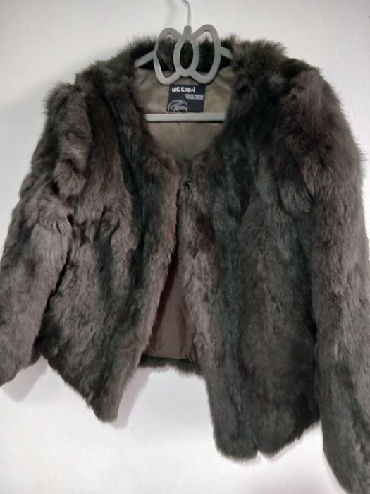 Scurta dama blana naturala iepure culoare verde negru marime M sau 40