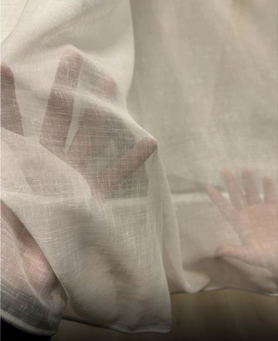 Perdea Triplu Voal Ivoire, Material Plin Ca Textura,